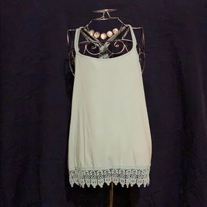 Light blue tank with lace